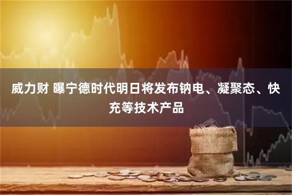 威力财 曝宁德时代明日将发布钠电、凝聚态、快充等技术产品