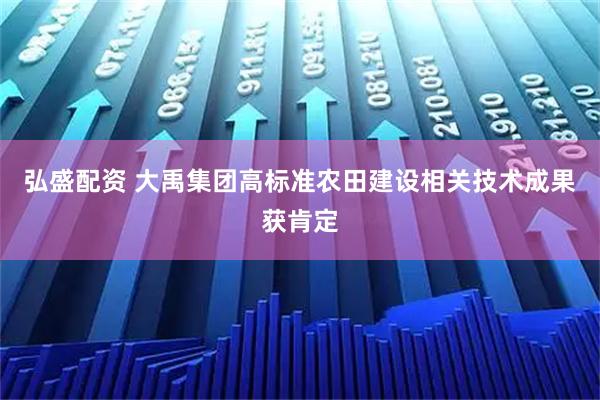 弘盛配资 大禹集团高标准农田建设相关技术成果获肯定