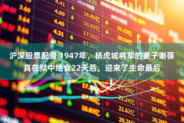 沪深股票配资 1947年，杨虎城将军的妻子谢葆真在狱中绝食22天后，迎来了生命最后