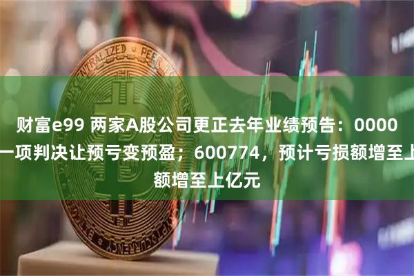财富e99 两家A股公司更正去年业绩预告：000007，一项判决让预亏变预盈；600774，预计亏损额增至上亿元